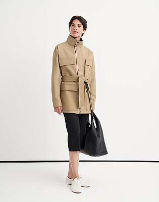 %100 Koton Cep Detaylı Parka Camel (1)