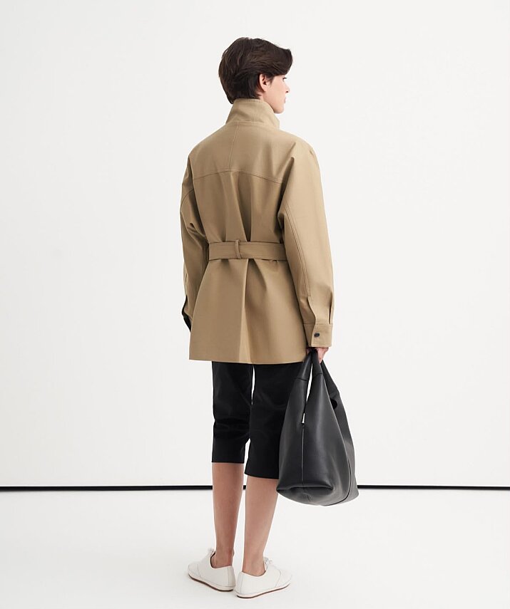 %100 Koton Cep Detaylı Parka Camel - 3