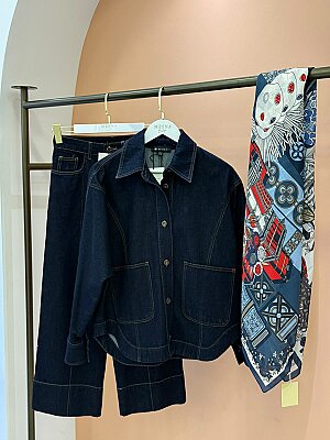 26198 Kontrast Dikişli Denim Ceket (1)
