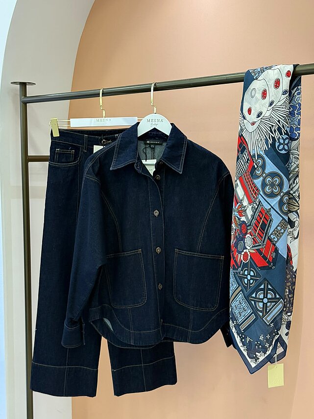 26198 Kontrast Dikişli Denim Ceket - 2