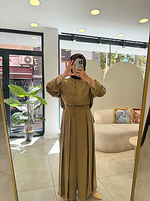 27141 Dökümlü Pileli Modal Takım  - 3