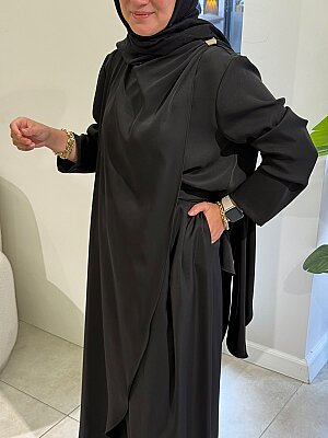 Elenore Krep Şal Kap Pantolonlu Takım  - 6