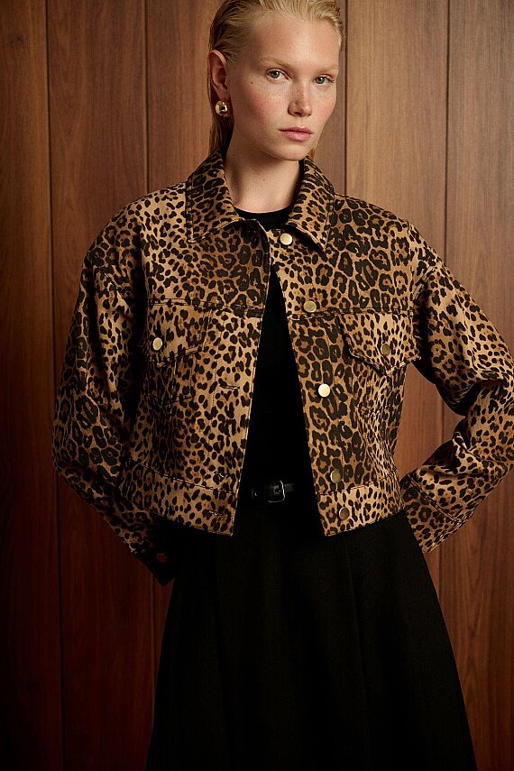 Flam Leopar Desenli Spor Ceket  - 2