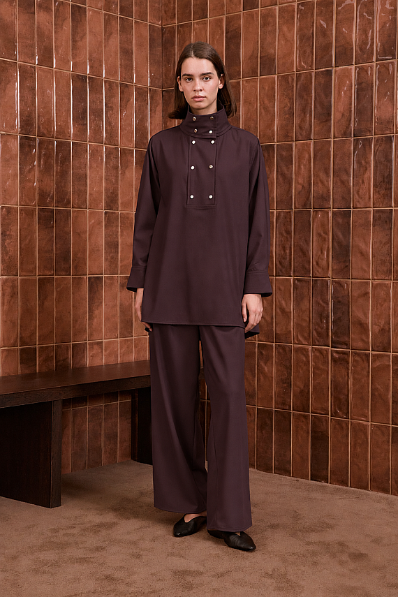 GİNA ÇITÇIT DETAYLI PANTOLONLU TAKIM BORDO - 2