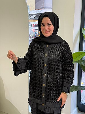 Mona File Detay Ceket Uzun 