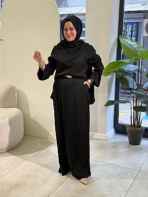 Silver Şal Detaylı Krep Pantolonlu Takım  - 4