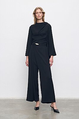 Silver Şal Detaylı Krep Pantolonlu Takım 