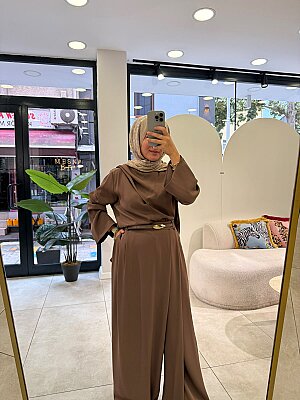 Silver Şal Detaylı Krep Pantolonlu Takım  - 4