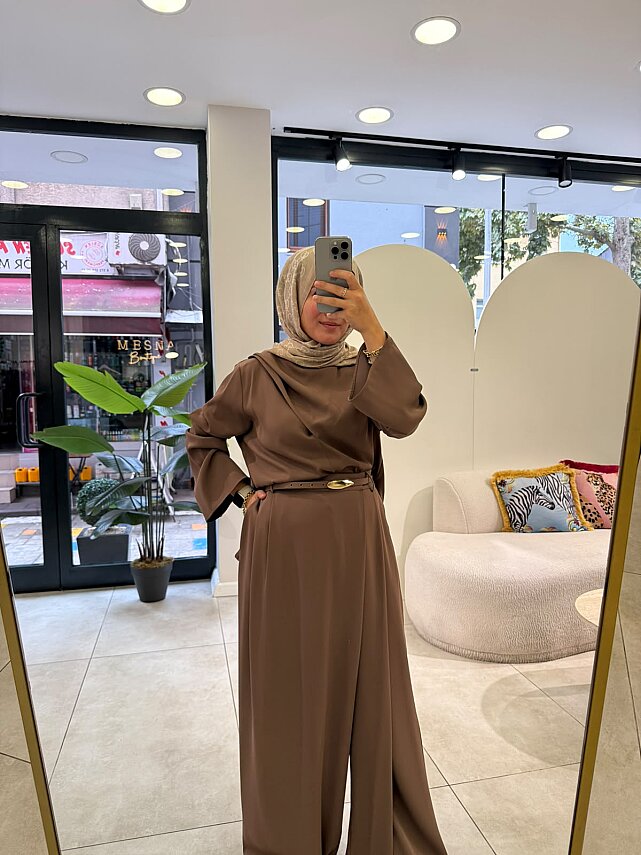Silver Şal Detaylı Krep Pantolonlu Takım - 4