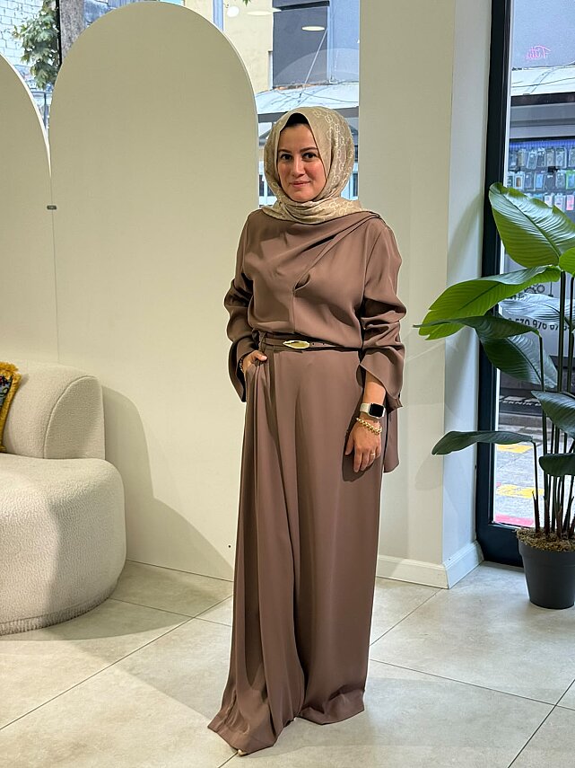 Silver Şal Detaylı Krep Pantolonlu Takım - 2