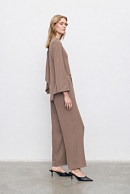 Silver Şal Detaylı Krep Pantolonlu Takım  - 6